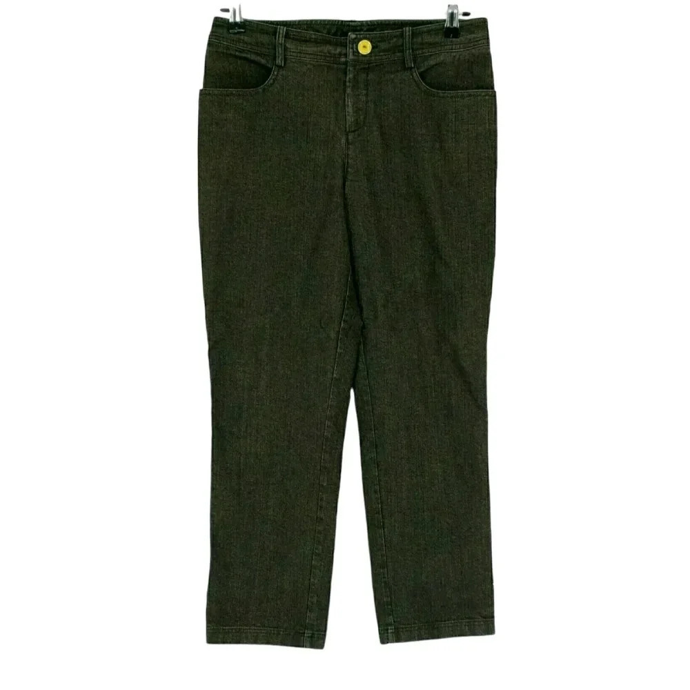 ST JOHN Straight Leg Jeans Espresso Brown Mid Rise Dark Wash Denim